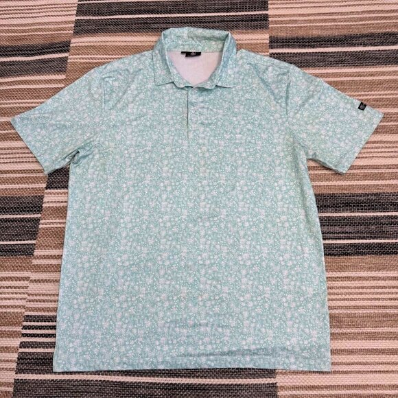 Greenside Mens Golf Polo Shirt Polyester Blend Side Slit Short Sleeves Green XL - Picture 1 of 12